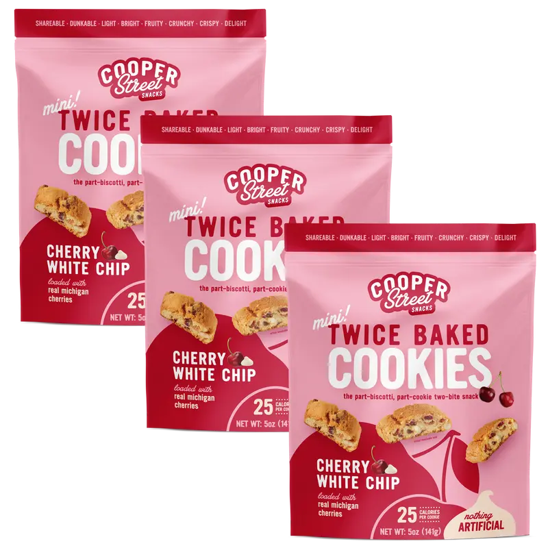 Cherry White Chip Twice Baked Cookies 5oz - 3 Pack
