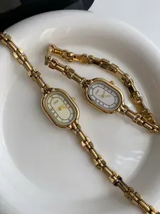 Women's Elegant Oval Watch, Vintage Bracelet Style, Waterproof, Analog Rectangle Face, Quartz Movement, Perfect Gift, Fashionable Analog Watch