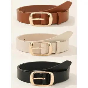 Fashion Belt Minimalist Rectangle Buckle Belts, Versatile for Casual Dresses, Jeans, Trendy Exquisite Belts, Leather Belts, Casual Waist Belt
