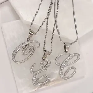 SILVER CURSIVE INITIAL STEEL necklace