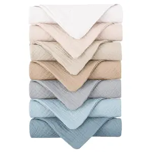 7-Pack Soft Muslin Cotton Face Wash Cloths, Reusable Absorbent Washcloths for Sensitive Skin, Lightweight Facial Makeup Remover Towels for (11 x 11 Inch)