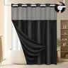 No Hooks Shower Curtain With Liner, Black Velvet Herringbone Stripe Curtain, Machine Washable & Waterproof 72''*75'' inch