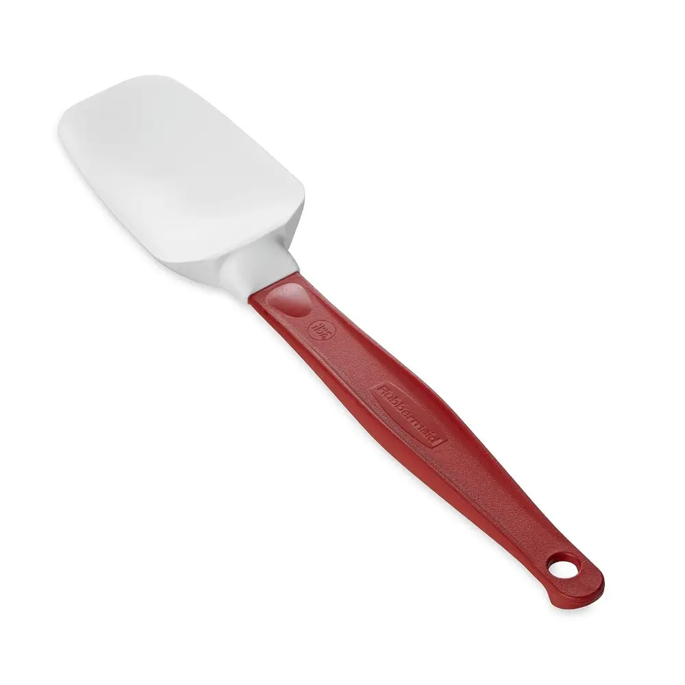 9.5 in Heavy Duty Silicone Nylon Flat Blade Spatula & Food Scraper - Red Handle, 500°F High Temp Heat Resistant, NSF Certified Commercial Kitchen Utensil, Stain Resist, Dishwasher Safe, Baking Compatible