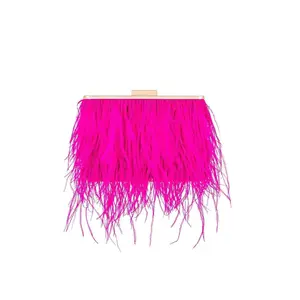 Estelle Feathered Clutch - Fuchsia