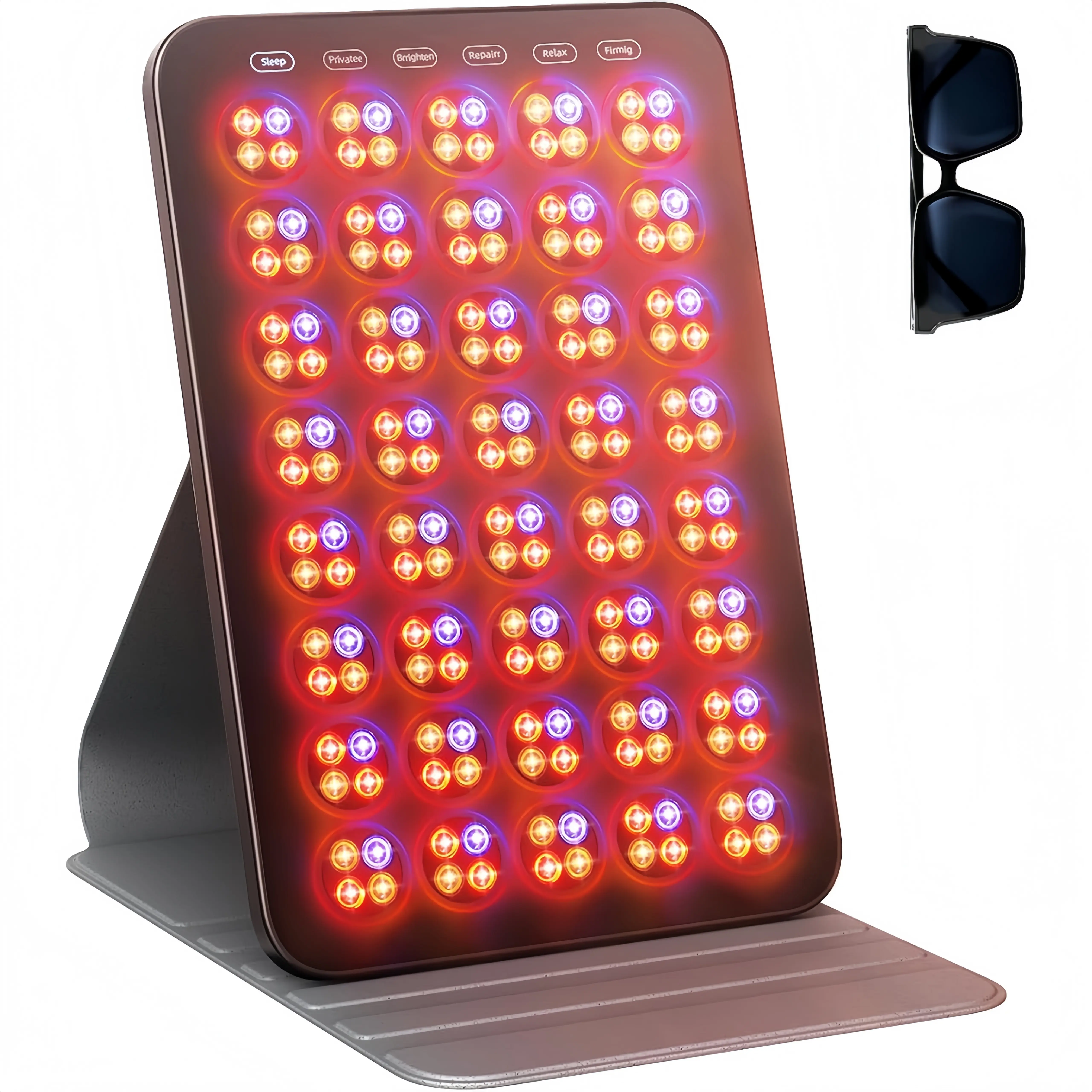 INTEO Cordless LED Light Therapy Device for Face & Body - Handheld Panel with 850nm Infrared, Rechargeable Battery, 6 Modes, Adjustable Angle, Optical Design, Mat, Skin Elasticity Support, Sleep Aid, Portable Personal Care Appliance
