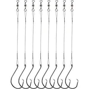 Fishing Circle Hooks Saltwater 50pcs Leader Hook Rigs for Catfish Bass With Offset Hooks