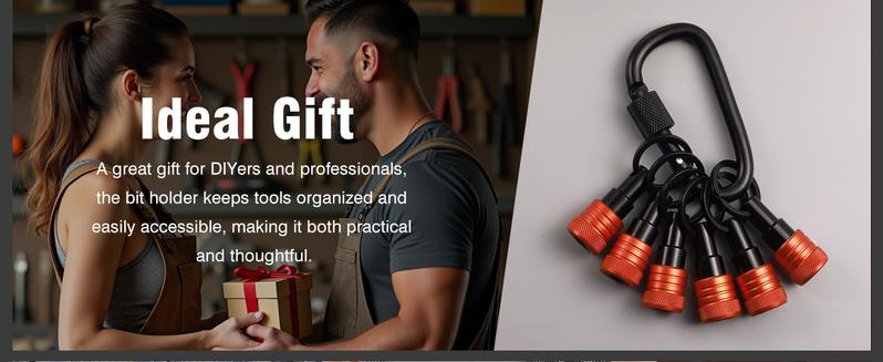 Katerk 6pcs 1/4 inch Hex Shank Aluminum Alloy Screwdriver Bits Holder 2 Sets, Light-weight Quick-change Extension Bar Keychain Drill Screw Adapter Change Portable (With Black Carabiner)