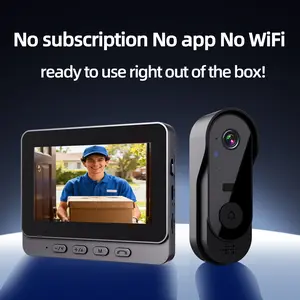 X8 Wireless Doorbell Camera with 4.3-inch Screen, 2.4G Module, No Network Required, Two-Way Audio, Night Vision, IP66 Waterproof, Easy Install, 1000mAh Battery