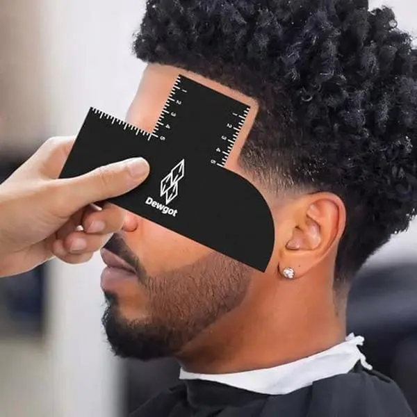 Heatless Reusable Barber Enhancement Card with Measurement Indicators - Foldable Black Spray Edge Line Up Tool for Accurate Hairline Shaping, Dry Relaxing Haircare - Adult Barber Equipment