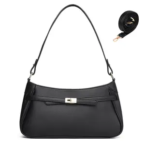 Small Shoulder Bag for Women - Mini Crossbody Little PU Leather Handbag with 2 Removable Straps and Zipper Closure