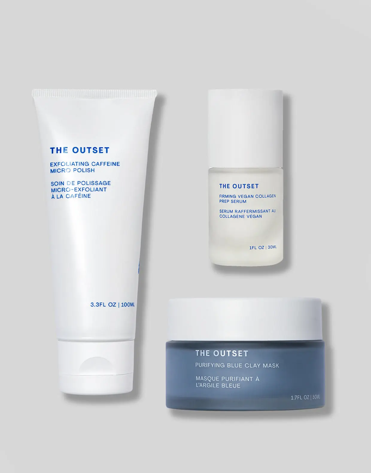 The Outset Glow Down The Aisle Trio - Squalane Exfoliator, Clay Mask, & Super Serum for Radiant Skin - $126 Value - Gentle Exfoliation, Detoxifying Clay, Nourishing Serum