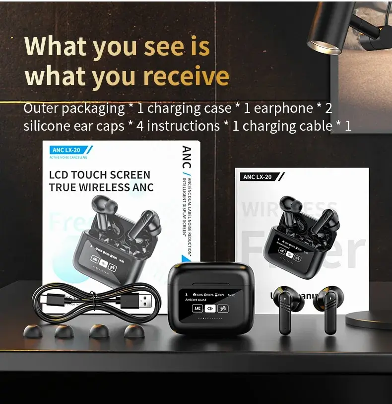 Bluetooth Earphone Touch Screen Noise Reduction Multiple Functions LED Screen Game Mode Sound Mode Phone Call Play Music