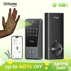 GHome Smart Palm Vein Recognition Wi-Fi Deadbolt Lock with Auto Lock/Unlock and Remote Control, Advanced Home Security Smart Lock KD10 TikTokShopBlackFriday