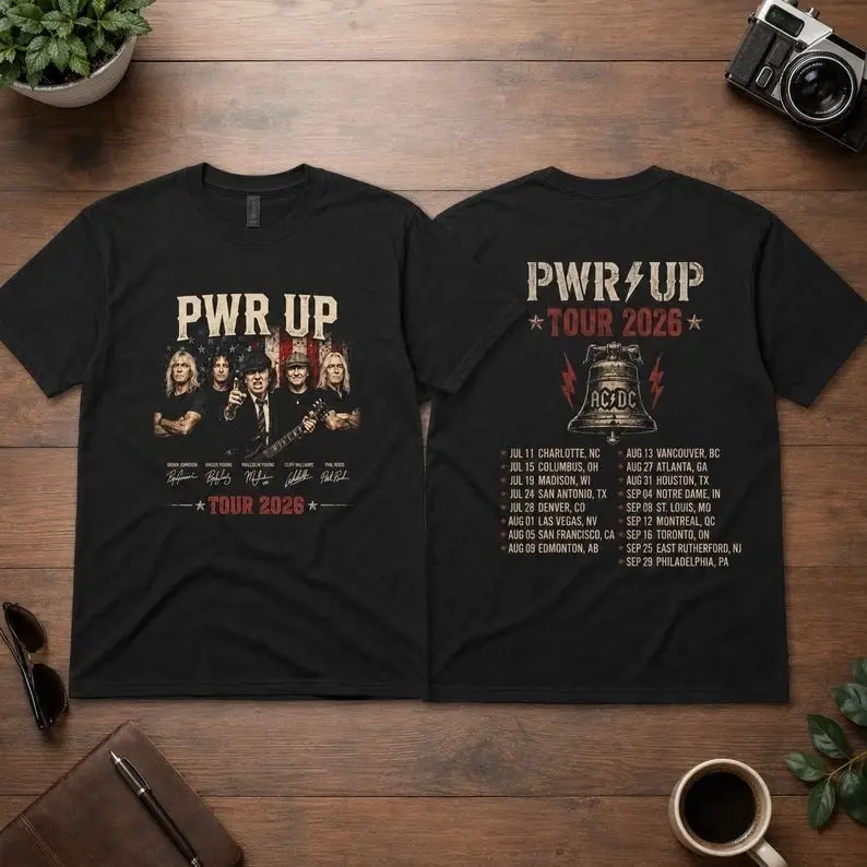 AC DC PWR UP Tour 2026 Front Back T shirt GIFT FOR FANS