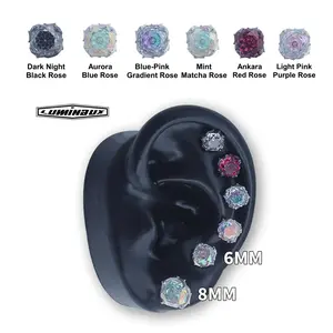 Thorn Rose Men's Earrings, Sterling Silver Studs with Rose Cut AAAAA+ D Color VVS CZ Stone, Unisex Gothic Jewelry