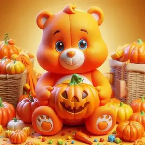 5D DIY Full Diamond Round Diamond Painting - Diamond Art Kit Orange Bear Mosaic, Canvas - DIY Decorative Painting, Home Wall Decor, Perfect for Halloween, Christmas, Independence Day, Birthday, and Anniversary Gifts