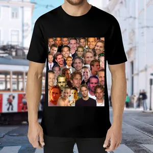 Unisex's Paul Walker Graphic Print Round Neck Tee, Fashion Casual Short Sleeve T-shirt