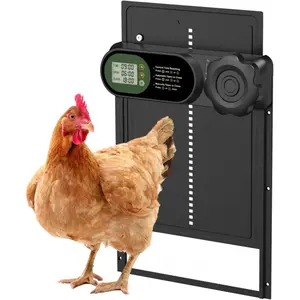[Father's Day Gift]Automatic Chicken Coop Door Battery Powered, LCD Display Large Aluminum Auto Chicken Coop Opener with Anti-Pinch Sensor, Smart Timer & Waterproof for Hens, Ducks, Geese Poultry