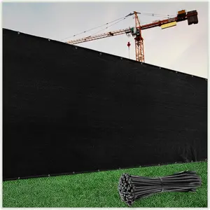 Custom-Sized Black 5' Fence Privacy Screen Windscreen Cover Fabric Shade Tarp Netting Mesh Cloth - Commercial Grade 170 GSM - Heavy Duty