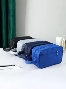 Football Pattern Men's Travel Bag, Portable Makeup Organizer, Outdoor Essentials Storage, Foldable Handle Shaving Kit Case