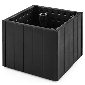 COSTWAY - 2-in-1 Outdoor Umbrella Base Planter Patio Umbrella Stand with Flower Box-Black