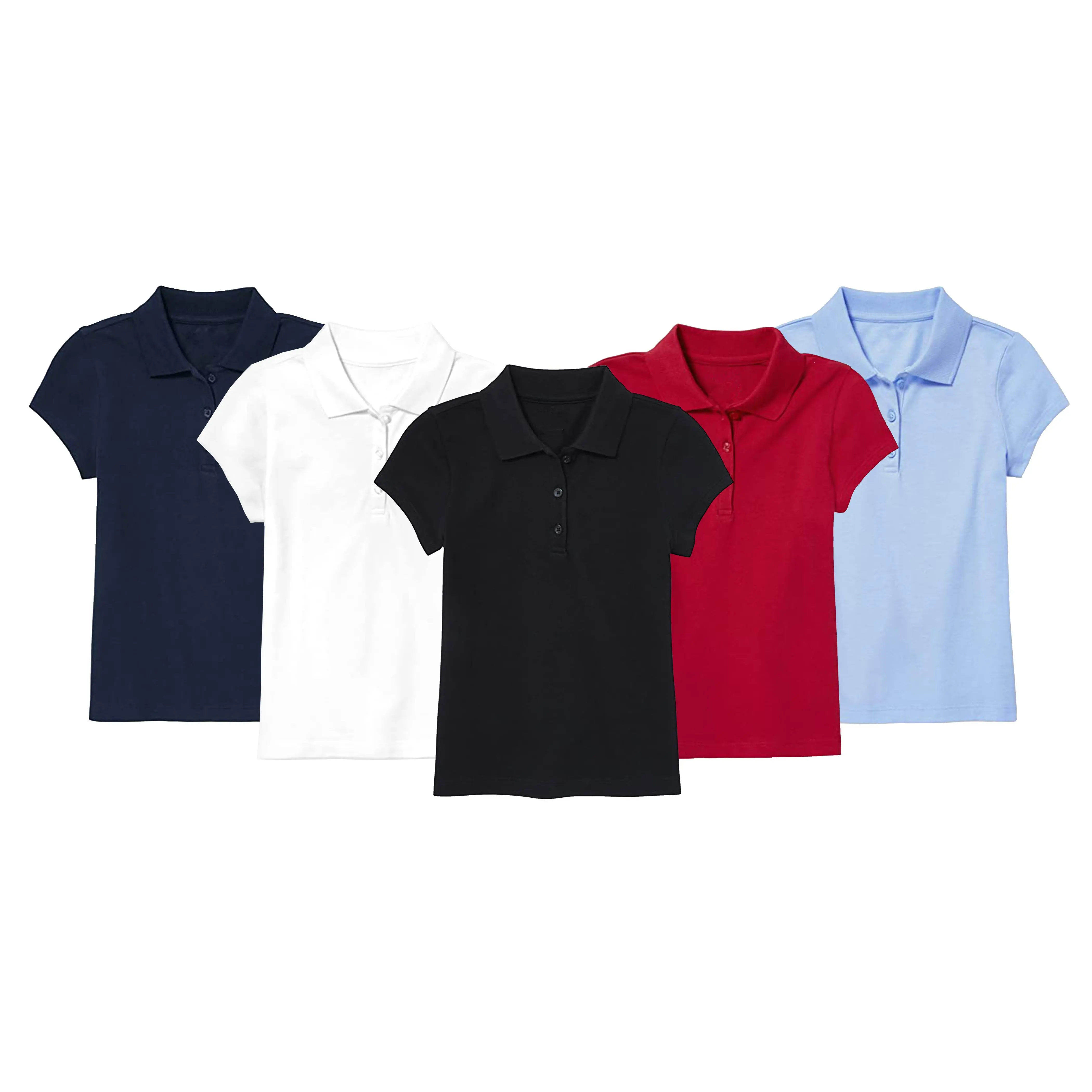 5 Pack Girls Short Sleeve Stretch Pique Polo Shirts School Uniform (4-20) 5 Pack Girls Short Sleeve Stretch Pique Polo Shirts School Uniform (4-20)