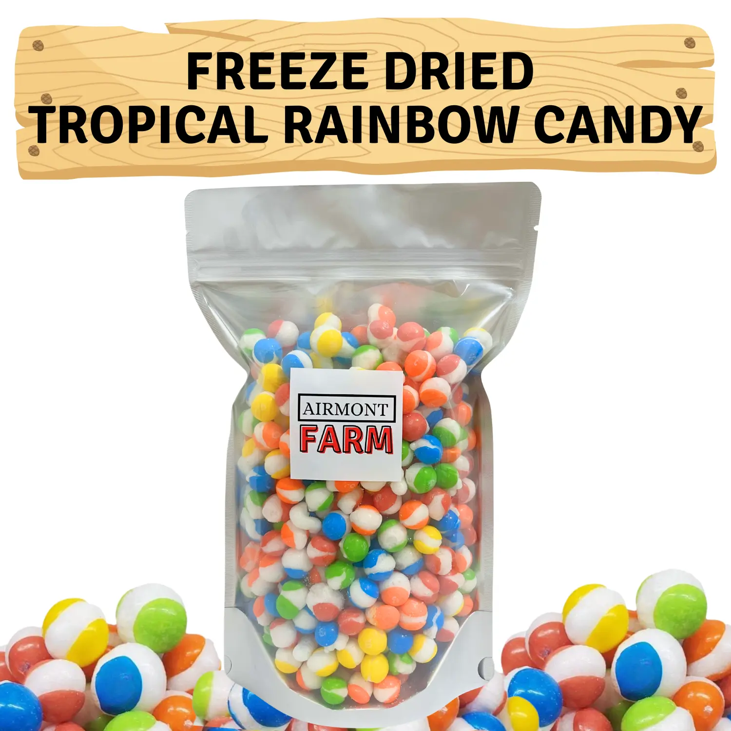 Freeze Dried Candy Tropical Rainbow Candy - Ships In Box - Deliciously Crunchy, Intense Flavor, Lightweight Snack - Resealable Bag
