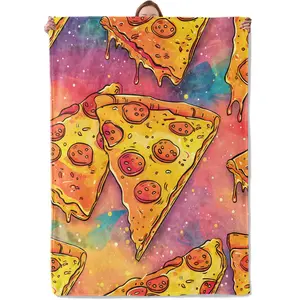 Fun Food Themed  PizzaFlannel Blanket Gifts for Women,  Warm Lightweight blanket 50 x 60