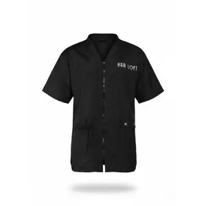 Hair Loft Topper Top - V-Neck Jacket with Front Zipper, Four Functional Pockets, Side Vents, Coated Fabric, Rhinestones, Embroidery & Screen-Print