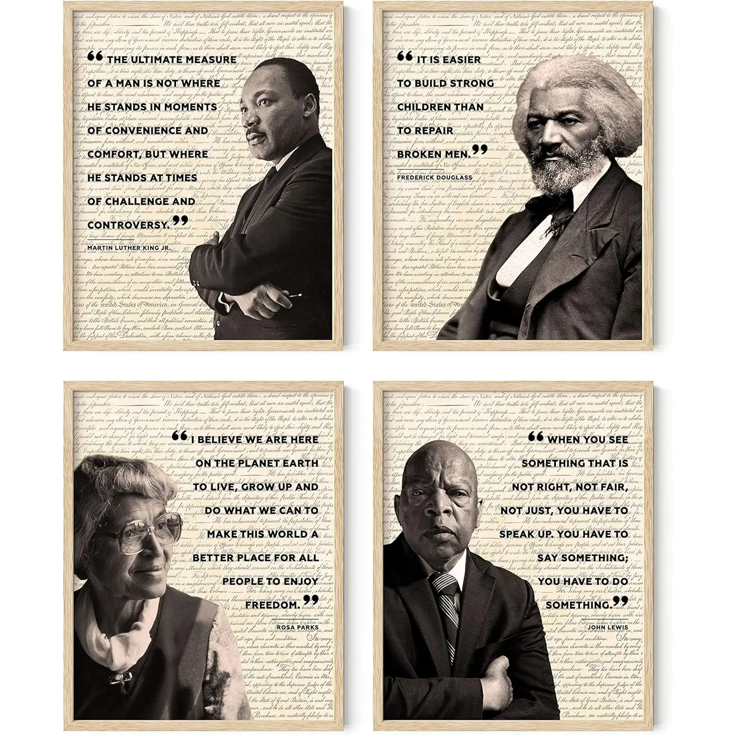 HAUS and HUES Black History Posters for Classroom - African American Art, Black History Month Decorations & African American Posters for Classroom, Black History Quotes (Beige Frame, 11X14) HAUS AND HUES