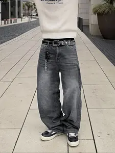 Men's New Fashionable Casual Washed Jeans, Loose Fit Versatile Denim Jeans for All Seasons, Simple Style Comfort Wear