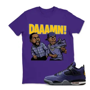DAAAMN! , lakers 4s Graphic T-Shirt , Shirt To Match sneaker Streetwear Graphic Shirt Men Women
