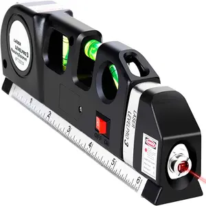 Laser Level Line Tool, Multipurpose Laser Level Kit Standard Cross Line Laser leveler Beam Tool with Metric Rulers 8ft/2.5M for Picture Hanging cabinets Tile Walls Laser Measuring Tool by