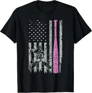100%25 Cotton Pink Girls Softball Tee - American Softball For Youth Girls T-Shirt
