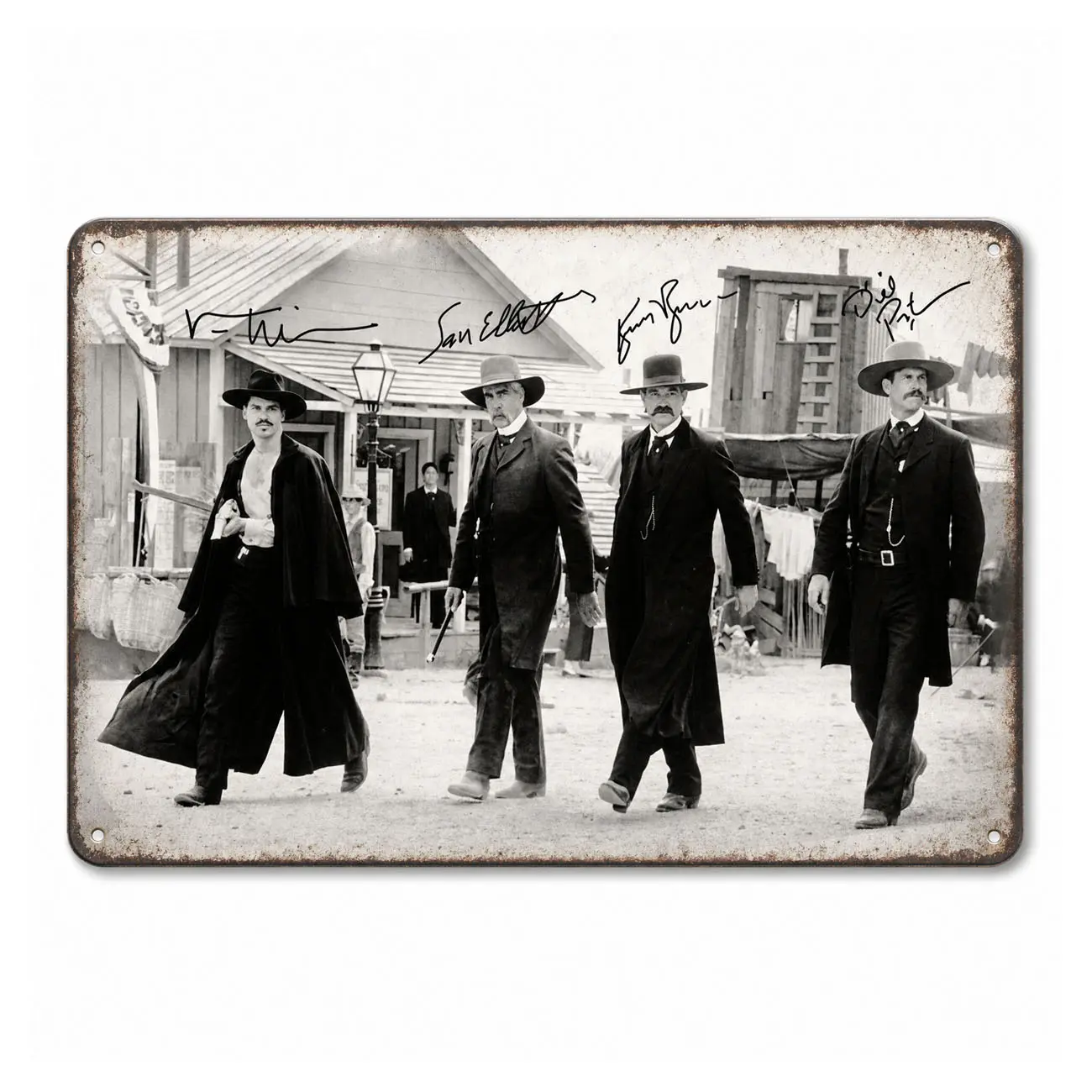 12×8inch Aluminum Metal Sign Vintage Western Cowboy Wall Decor Black and White Old West Poster Plaque Rustic Farmhouse Bar Garage Man Cave Decor TikTok Viral Aesthetic Gift for Men