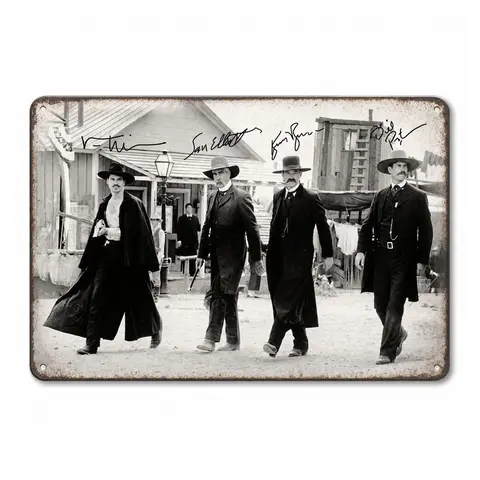 12x8in Aluminum Vintage Western Cowboy Wall Plaque - Black and White Old West Sign with Rustic Charm, Farmhouse Speciality Plaques & Signs, Man Cave Decor, TikTok Viral Aesthetic Gift for Men, Sohochic Home Decor