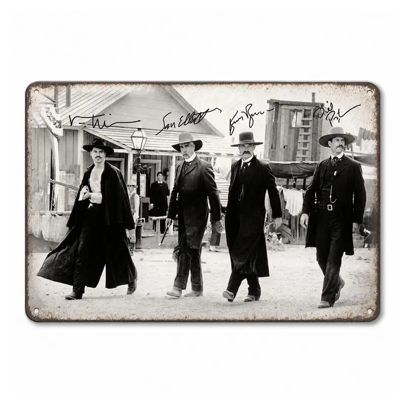 12x8in Aluminum Vintage Western Cowboy Wall Plaque - Black and White Old West Sign with Rustic Charm, Farmhouse Speciality Plaques & Signs, Man Cave Decor, TikTok Viral Aesthetic Gift for Men, Sohochic Home Decor
