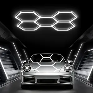 Glitgate Hexagonal LED Garage Light, 168w 18480lm Honeycomb Lighting System, 6500k Super Bright Ceiling Lamp for Garage, Workshop, Gym