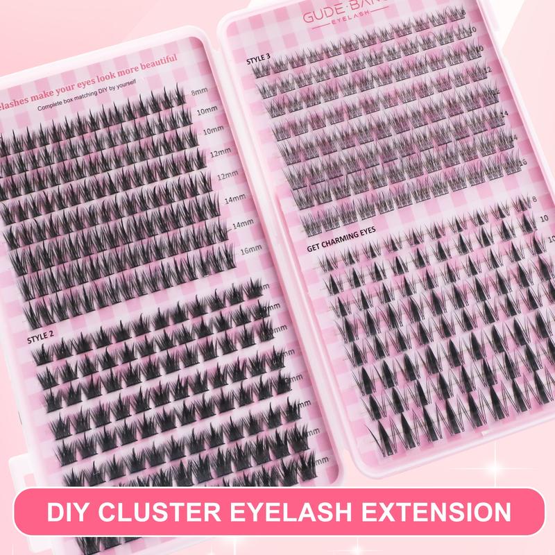 Natural Drifting Eyelash Clusters, Anime Style Lashes, Pointed Individual Extensions, C Curl Single Root, 8-16mm Bottom Cluster, DIY Home Use