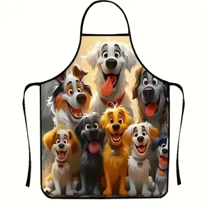A Single Apron Loved by Dog Enthusiasts, Featuring a Cute Cartoon Dog Design, Perfect for Kitchen Cooking, Durable for Household Cleaning, Ideal for Pet Lovers, And a Perfect Gift for Valentine'S Day. Cover 60*80