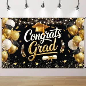 Congrats Grad Banner 2026 72x44 – Graduation Party Backdrop for Photo Booth Decor