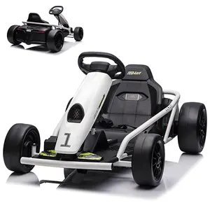 GARVEE 24V Electric Kart with Dual 300W Motors, Slow Start, Seat Belts for Safety, Smooth S-Drift Capability, Musical Horns, Supports up to 180lbs, Ideal for Ages 8-12