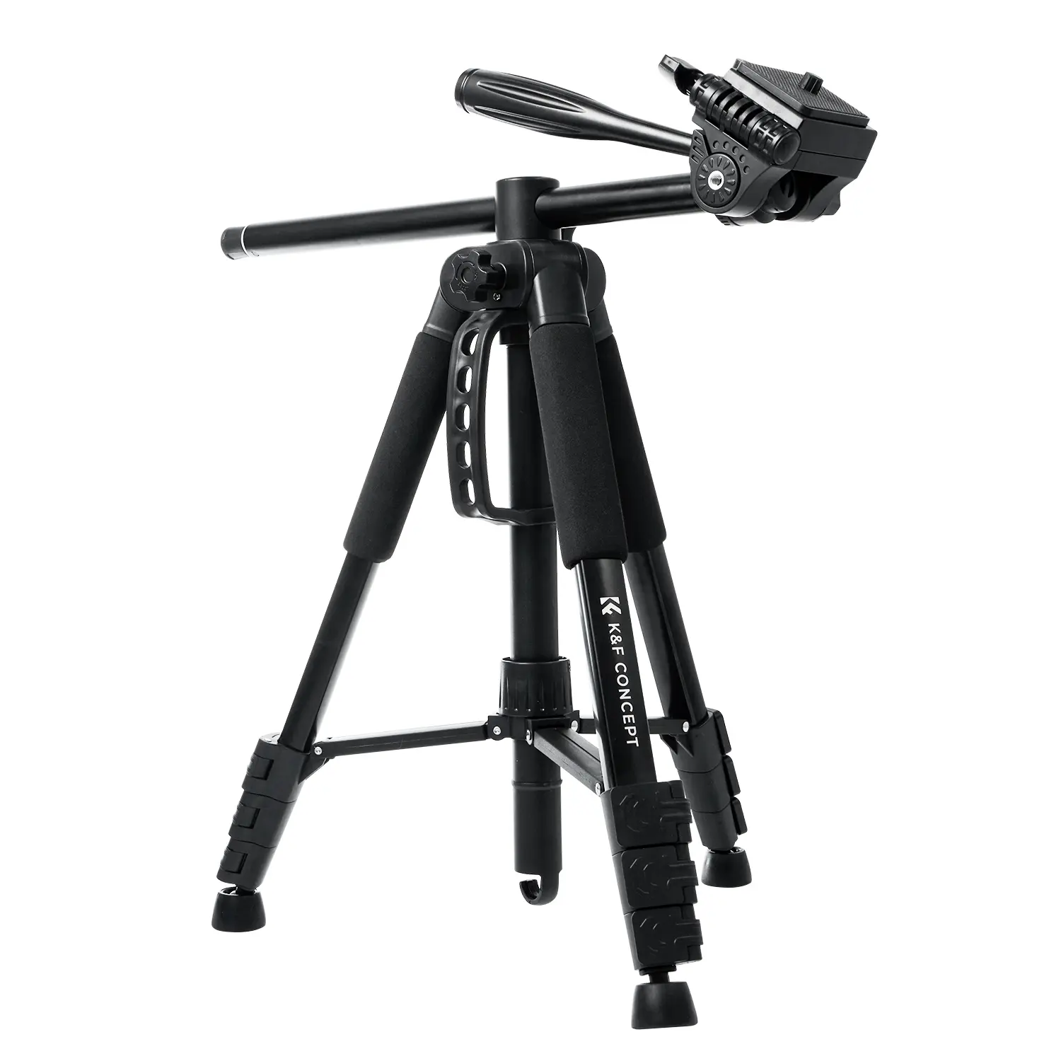 K&F CONCEPT 73"/185cm Camera Tripod with Horizontal Center Column, Lightweight Aluminum 4-Section Tripod, 360° Pan Tilt Head, Phone/Tablet Holder, Bluetooth Remote & Carry Bag for DSLR, Smartphone, Video & Overhead Shooting