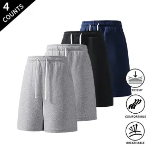4-Pack Men’s Solid Athletic Shorts – Breathable Gym, Running & Casual Summer Shorts
