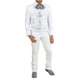 Traje Charro Blanco Bordado de Plata – Hombre, Importado de México