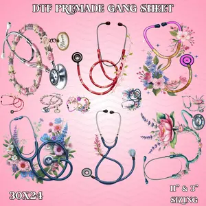 Floral Nurse - 30x24 - DTF PREMADE GANG SHEET