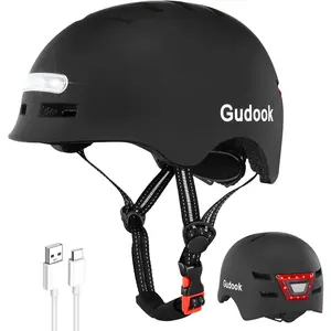 Adult Bike Helmet with Light - Bicycle Helmets Men - Women - Front and Back LED Lights Adjustable Cycling Helmet for Urban Commuter Biking Scooter