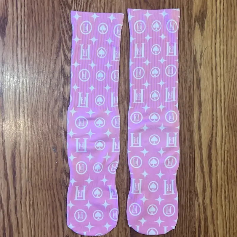Adult Socks Custom with Luxury Brand Designer Monogram Print Holographic Design Athletic socks