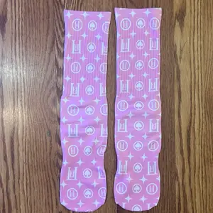 Adult Socks Custom with Luxury Brand Designer Monogram Print Holographic Design Athletic socks