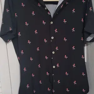 Dynamo Black Printed Button Up Shirt Women Size M Trendy Casual Chic Top